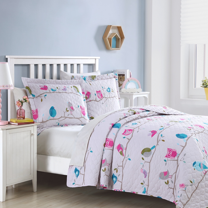 owl quilt girl bedspread kids bedding set in China