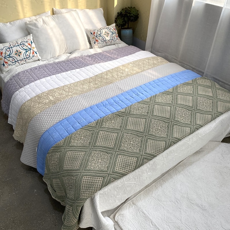 embroidered quilt stone washed