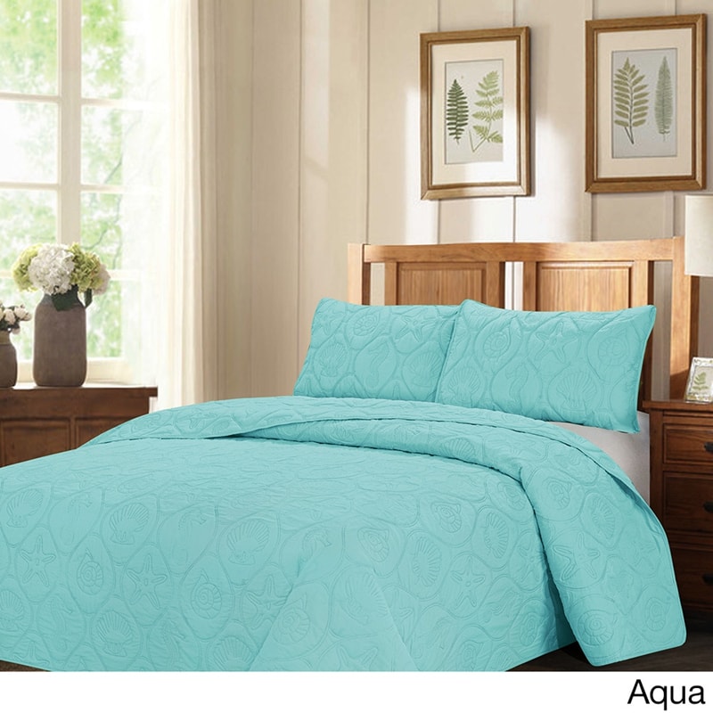 3D solid pinsonic quilt costal bedspread