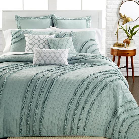 ruffle coverlet set king  | ruffle quilt and shams