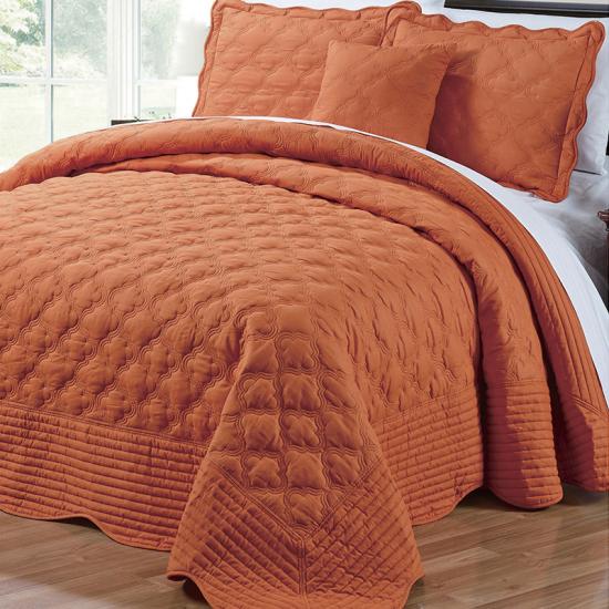 ogee embroidery 4 pc quilt set | China bedspread manufacture