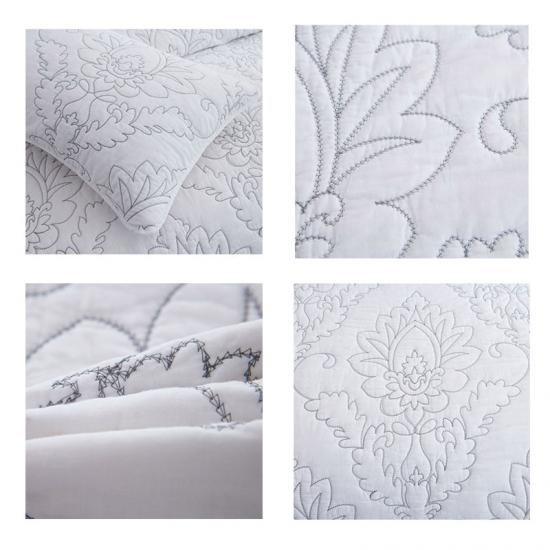 3 piece embroidered quilt coverlet set